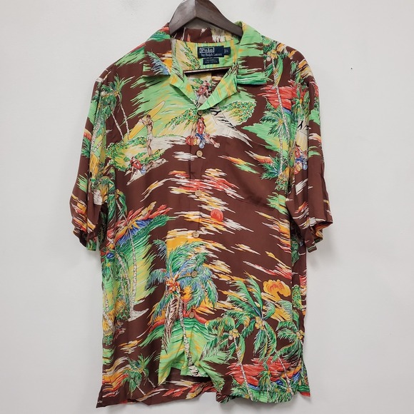 Polo Ralph Lauren Other - Polo Ralph Lauren Mens Hawaiian Caldwell Shirt Size L Tiki AOP Beach Surfer